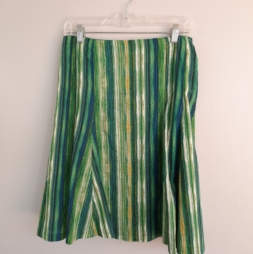 New York & Company Vibrant Green Striped Skirt